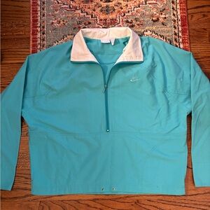 Vintage 1990s Nike Teal Turquoise and White Pullover quarter zip size small
